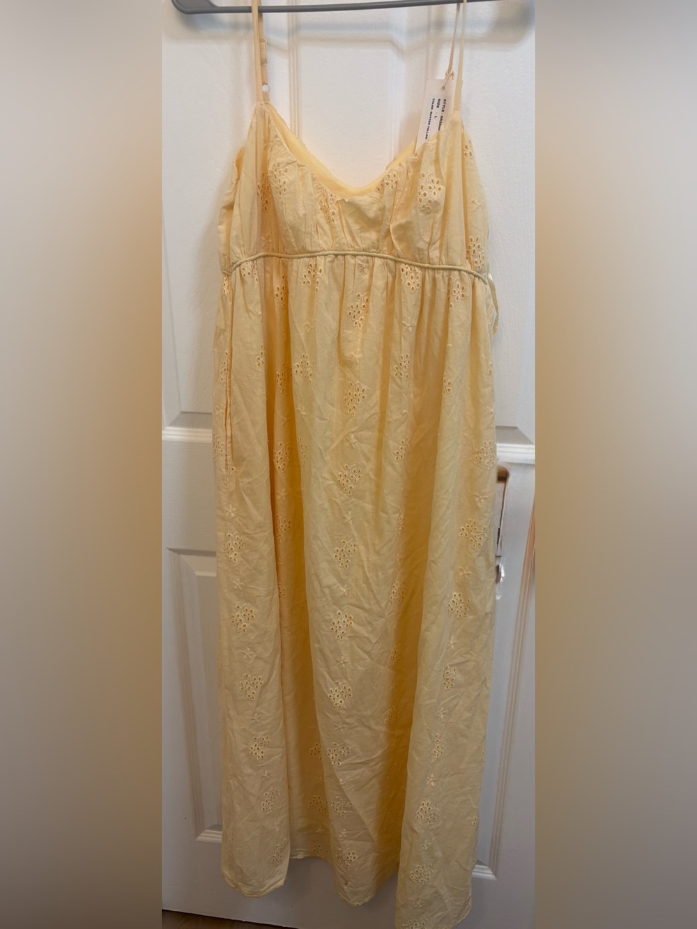Soft Yellow Eyelet Maxi Skirt with Adjustable Straps